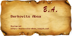 Berkovits Absa névjegykártya